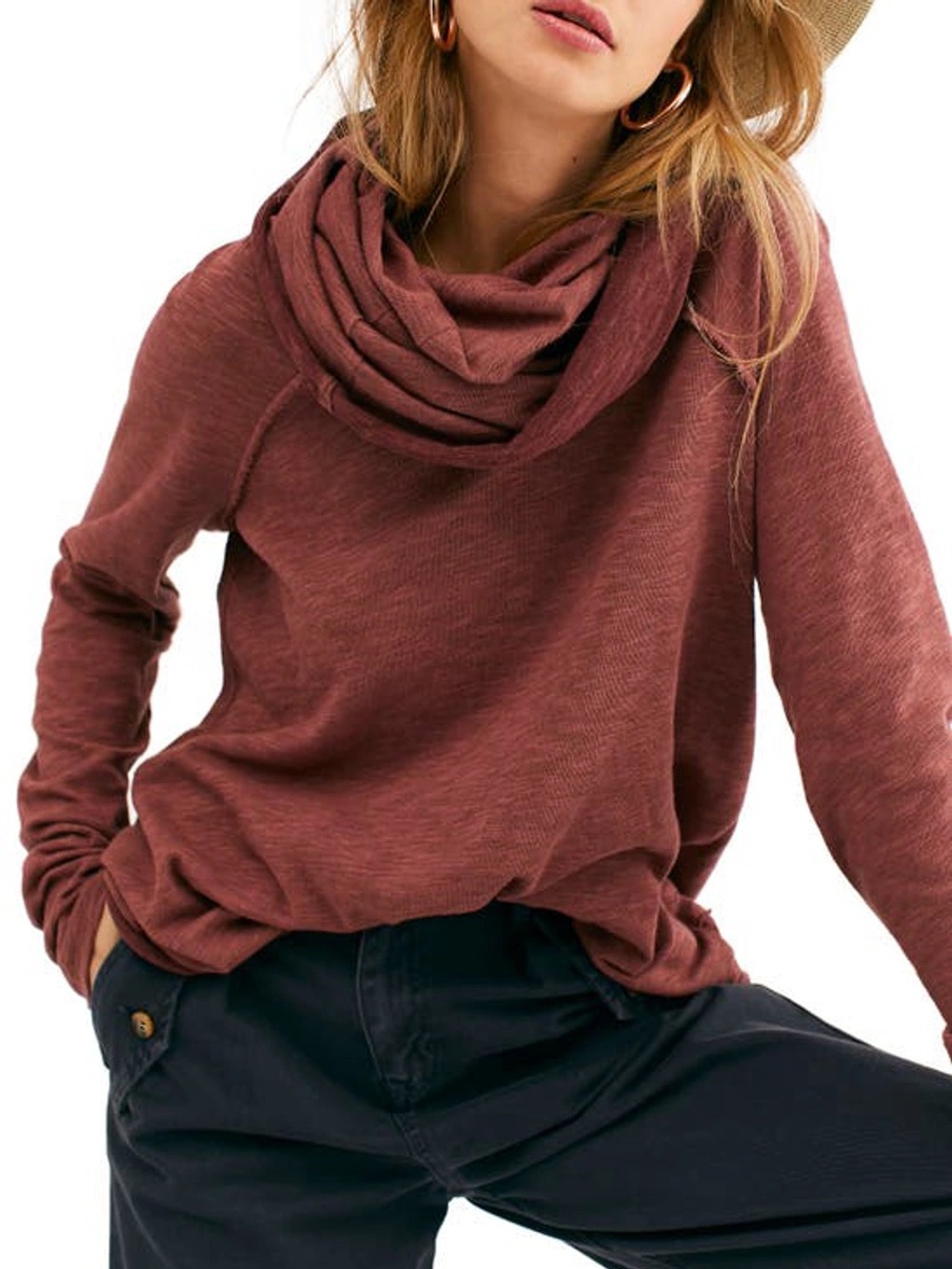 338. Free People Beach Cocoon Cowl Pullover Cotton